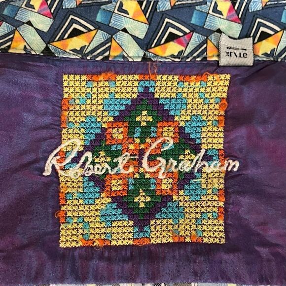 Like New Robert Graham L/S Casual Dress Shirt w/Colorful Vertical Stripes Sz XL - Picture 4 of 14